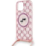 Karl Lagerfeld KLHMP15SHCKCKLCP Pink Hardcase IML Crossbody Monogram Kryt iPhone 13/14/15
