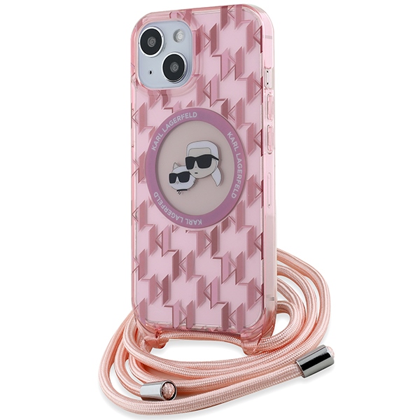 Karl Lagerfeld KLHMP15SHCKCKLCP Pink Hardcase IML Crossbody Monogram Kryt iPhone 13/14/15