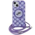 Karl Lagerfeld KLHMP15SHCKCKLCU Purple Hardcase IML Crossbody Mono Kryt iPhone 13/14/15
