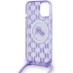 Karl Lagerfeld KLHMP15SHCKCKLCU Purple Hardcase IML Crossbody Mono Kryt iPhone 13/14/15