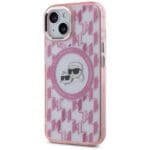 Karl Lagerfeld KLHMP15SHMCKMHP Pink IML Monogram Karl&Choupette Head MagSafe Kryt iPhone 15