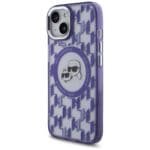 Karl Lagerfeld KLHMP15SHMCKMHU Purple IML Monogram Karl&Choupette Head MagSafe Kryt iPhone 15