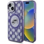 Karl Lagerfeld KLHMP15SHMCKMHU Purple IML Monogram Karl&Choupette Head MagSafe Kryt iPhone 15