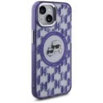 Karl Lagerfeld KLHMP15SHMCKMHU Purple IML Monogram Karl&Choupette Head MagSafe Kryt iPhone 15