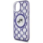 Karl Lagerfeld KLHMP15SHMCKMHU Purple IML Monogram Karl&Choupette Head MagSafe Kryt iPhone 15