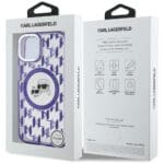 Karl Lagerfeld KLHMP15SHMCKMHU Purple IML Monogram Karl&Choupette Head MagSafe Kryt iPhone 15