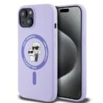 Karl Lagerfeld KLHMP15SSCMKCRHU Purple Hardcase Silicone Karl&Choupette Heads Ring Kryt iPhone 15