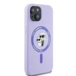 Karl Lagerfeld KLHMP15SSCMKCRHU Purple Hardcase Silicone Karl&Choupette Heads Ring Kryt iPhone 15
