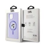 Karl Lagerfeld KLHMP15SSCMKCRHU Purple Hardcase Silicone Karl&Choupette Heads Ring Kryt iPhone 15