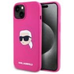Karl Lagerfeld KLHMP15SSKHPPLF Fuschia Hardcase Silicone Karl Head Print MagSafe Kryt iPhone 15