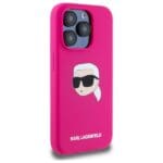 Karl Lagerfeld KLHMP15XSKHPPLF Fuschia Hardcase Silicone Karl Head Print MagSafe Kryt iPhone 15 Pro Max