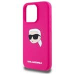 Karl Lagerfeld KLHMP15XSKHPPLF Fuschia Hardcase Silicone Karl Head Print MagSafe Kryt iPhone 15 Pro Max