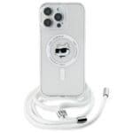 Karl Lagerfeld KLHMP16LHCCHNT Hardcase Transparent IML Choupette Head & Cord MagSafe Kryt iPhone 16 Pro