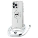 Karl Lagerfeld KLHMP16LHCCHNT Hardcase Transparent IML Choupette Head & Cord MagSafe Kryt iPhone 16 Pro