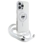Karl Lagerfeld KLHMP16LHCCHNT Hardcase Transparent IML Choupette Head & Cord MagSafe Kryt iPhone 16 Pro