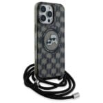 Karl Lagerfeld KLHMP16LHCKCKLCK Black Hardcase IML Crossbody Monogram Karl & Chou Kryt iPhone 16 Pro