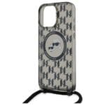 Karl Lagerfeld KLHMP16LHCKCKLCK Black Hardcase IML Crossbody Monogram Karl & Chou Kryt iPhone 16 Pro