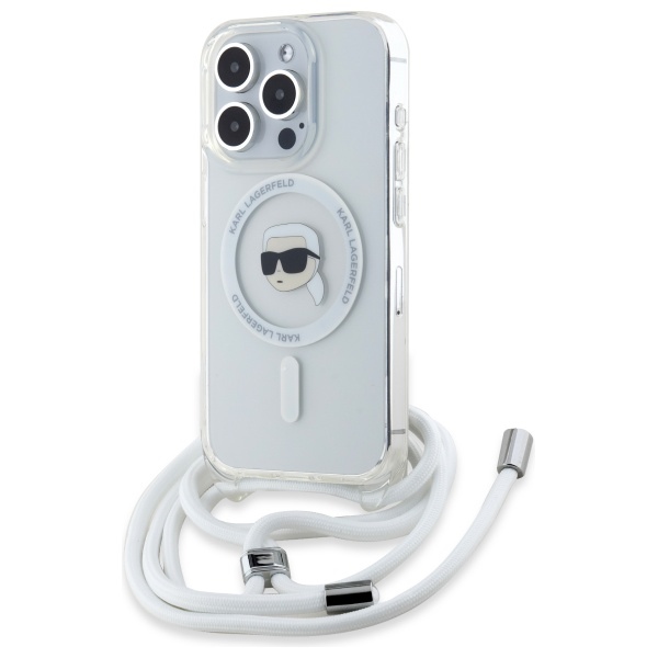 Karl Lagerfeld KLHMP16LHCKHNT Hardcase Transparent Crossbody IML Karl Head MagSafe Kryt iPhone 16 Pro