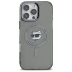 Karl Lagerfeld KLHMP16LHLSCHK Black Hardcase IML Metal Choupette Head MagSafe Kryt iPhone 16 Pro