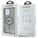 Karl Lagerfeld KLHMP16LHLSKIK Black Hardcase IML Metal Karl Head MagSafe Kryt iPhone 16 Pro