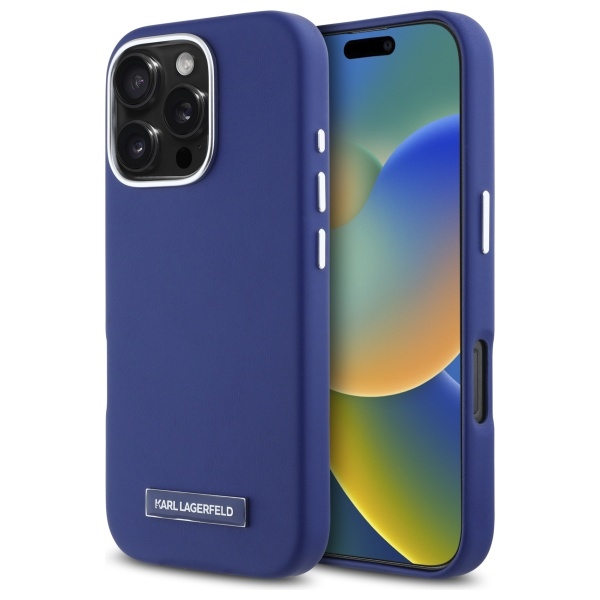 Karl Lagerfeld KLHMP16LPGMSRPB Blue Hardcase FW Metal Plate MagSafe Kryt iPhone 16 Pro