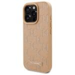 Karl Lagerfeld KLHMP16LPKHPORPE Hardcase Beige Leather Monogram Metal Logo Kryt iPhone 16 Pro