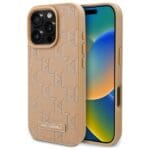 Karl Lagerfeld KLHMP16LPKHPORPE Hardcase Beige Leather Monogram Metal Logo Kryt iPhone 16 Pro