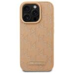 Karl Lagerfeld KLHMP16LPKHPORPE Hardcase Beige Leather Monogram Metal Logo Kryt iPhone 16 Pro