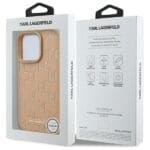 Karl Lagerfeld KLHMP16LPKHPORPE Hardcase Beige Leather Monogram Metal Logo Kryt iPhone 16 Pro