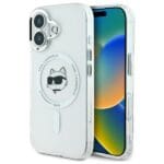 Karl Lagerfeld KLHMP16MHLSCHH White Hardcase IML Metal Choupette Head MagSafe Kryt iPhone 16 Plus