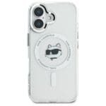 Karl Lagerfeld KLHMP16MHLSCHH White Hardcase IML Metal Choupette Head MagSafe Kryt iPhone 16 Plus