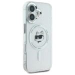 Karl Lagerfeld KLHMP16MHLSCHH White Hardcase IML Metal Choupette Head MagSafe Kryt iPhone 16 Plus