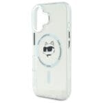 Karl Lagerfeld KLHMP16MHLSCHH White Hardcase IML Metal Choupette Head MagSafe Kryt iPhone 16 Plus