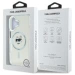 Karl Lagerfeld KLHMP16MHLSCHH White Hardcase IML Metal Choupette Head MagSafe Kryt iPhone 16 Plus