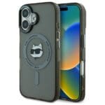 Karl Lagerfeld KLHMP16MHLSCHK Black Hardcase IML Metal Choupette Head MagSafe Kryt iPhone 16 Plus