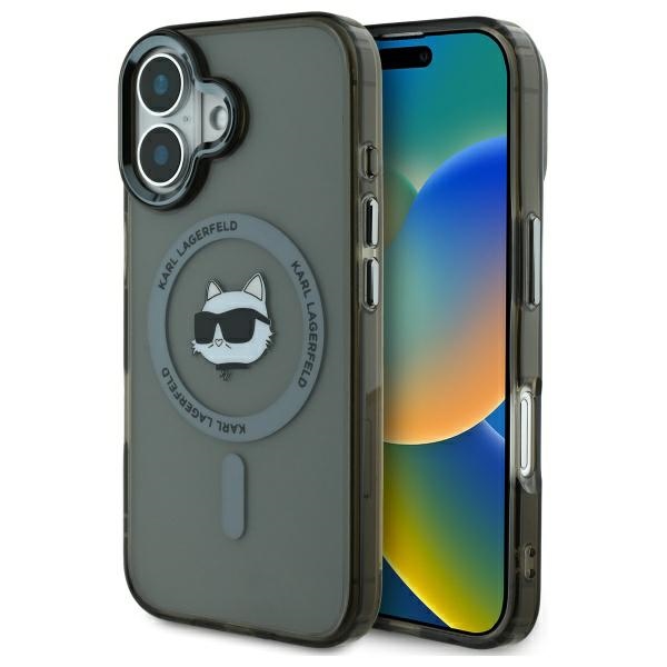 Karl Lagerfeld KLHMP16MHLSCHK Black Hardcase IML Metal Choupette Head MagSafe Kryt iPhone 16 Plus