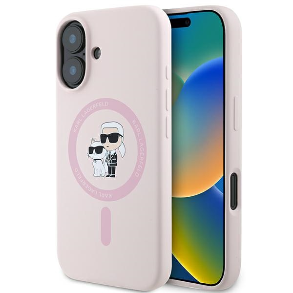 Karl Lagerfeld KLHMP16MSCMKCRHP Pink Hardcase Silicone Karl&Choupette Head Kryt iPhone 16 Plus