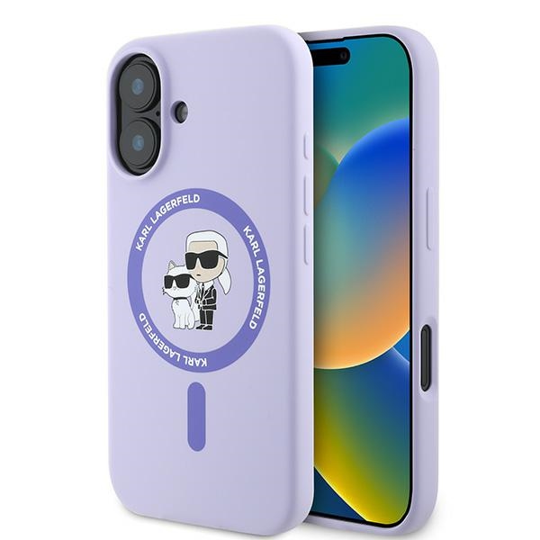 Karl Lagerfeld KLHMP16MSCMKCRHU Purple Hardcase Silicone Karl&Choupette Kryt iPhone 16 Plus