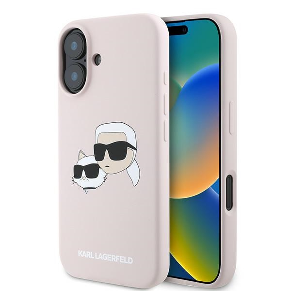 Karl Lagerfeld KLHMP16MSKCHPPLP Pink Hardcase Silicone Double Heads Print Kryt iPhone 16 Plus