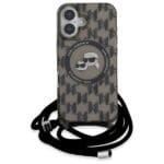 Karl Lagerfeld KLHMP16SHCKCKLCK Black Hardcase IML Crossbody Monogram Karl & & Chou Kryt iPhone 16