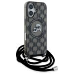 Karl Lagerfeld KLHMP16SHCKCKLCK Black Hardcase IML Crossbody Monogram Karl & & Chou Kryt iPhone 16
