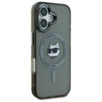 Karl Lagerfeld KLHMP16SHLSCHK Black Hardcase IML Metal Choupette Head MagSafe Kryt iPhone 16