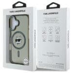 Karl Lagerfeld KLHMP16SHLSCHK Black Hardcase IML Metal Choupette Head MagSafe Kryt iPhone 16