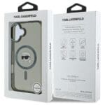 Karl Lagerfeld KLHMP16SHLSKIK Black Hardcase IML Metal Karl Head MagSafe Kryt iPhone 16