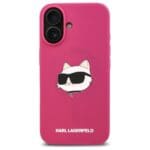 Karl Lagerfeld KLHMP16SSCHPPLF Fuschia Hardcase Silicone Choupette Head Print M Kryt iPhone 16