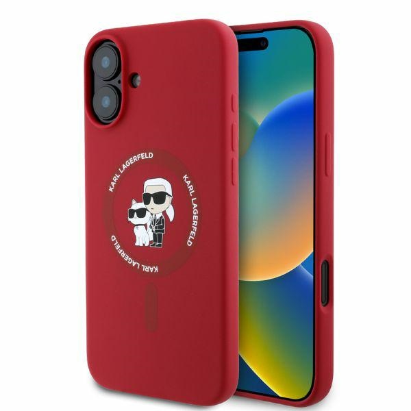 Karl Lagerfeld KLHMP16SSCMKCRHR Red Hardcase Silicone Karl&Choupette Heads Ri Kryt iPhone 16