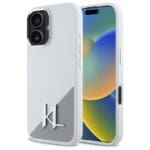 Karl Lagerfeld KLHMP16SSCMKMPCH White Hardcase Silicone Initial Metal Logo MagSafe Kryt iPhone 16