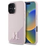 Karl Lagerfeld KLHMP16SSCMKMPCP Pink Hardcase Silicone Shadow Metal Initial Kryt iPhone 16
