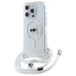 Karl Lagerfeld KLHMP16XHCKHNT Hardcase Transparent Crossbody IML Karl Head MagSafe Kryt iPhone 16 Pro Max