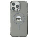 Karl Lagerfeld KLHMP16XHLSKIK Black Hardcase IML Metal Karl Head MagSafe Kryt iPhone 16 Pro Max